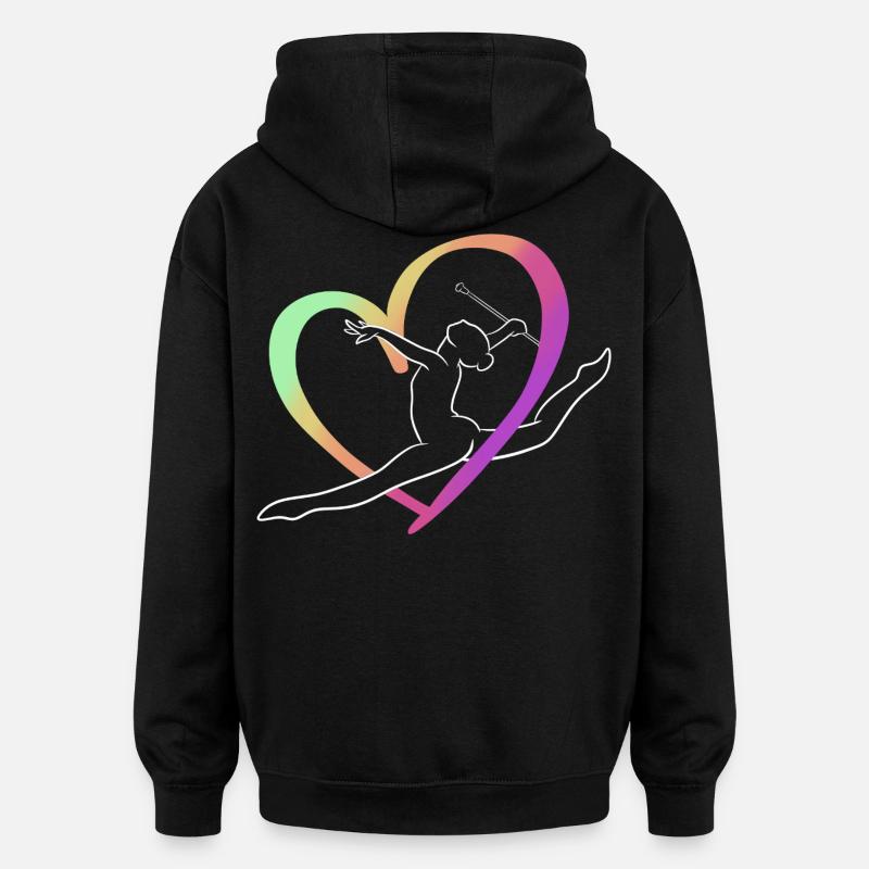 Großer mehrfarbiger Herzwurf - Oversized Unisex Hoodie - Schwarz