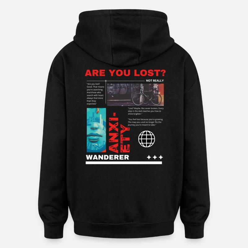 Perdu - Sweat à capuche oversize unisexe - noir