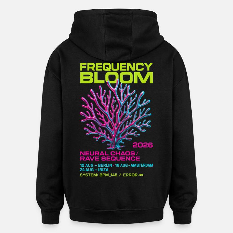 Fréquence Bloom - Sweat à capuche oversize unisexe - noir