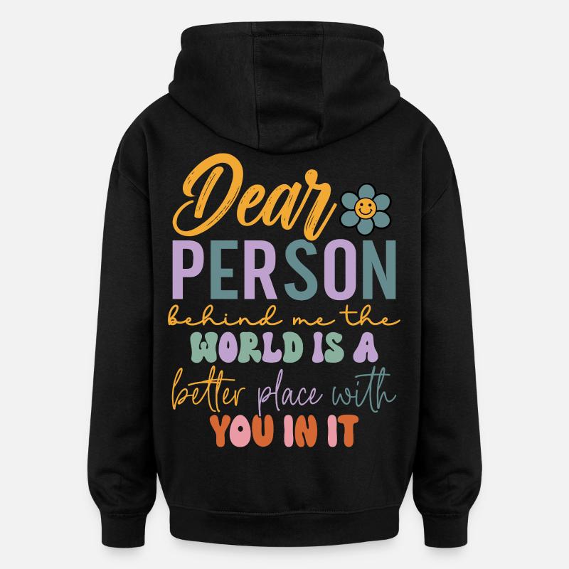 DESIGN DE POSITIVITÉ AU DOS - Sweat à capuche oversize unisexe - noir