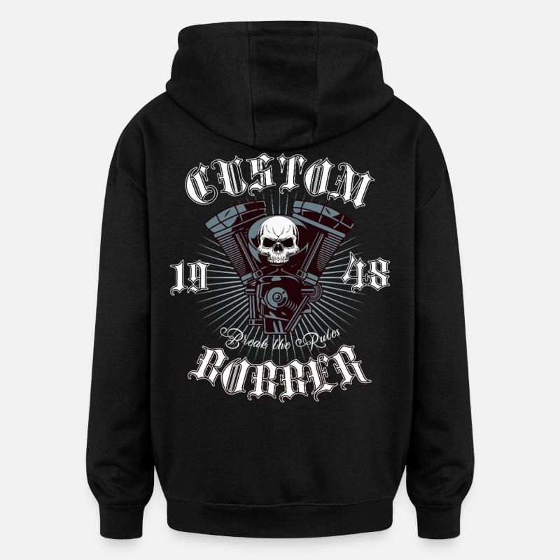 Bobber Chopper Motorcycle Design - Oversized Unisex Hoodie - black