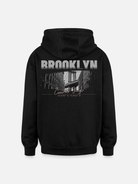 Brooklyn Concrete Jungle Streetwear - Oversized Unisex Hoodie - black