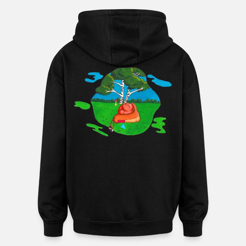 Mushroom for back - Oversized Unisex Hoodie - black