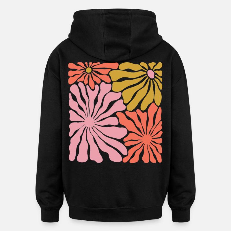 Frühlingsblüten Pop-Art Muster - Oversized Unisex Hoodie - Schwarz