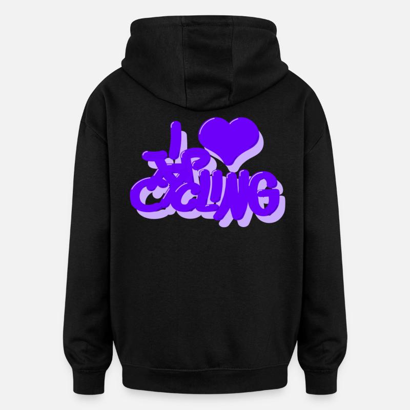 I_love_Cycling_Lila - Sweat à capuche oversize unisexe - noir