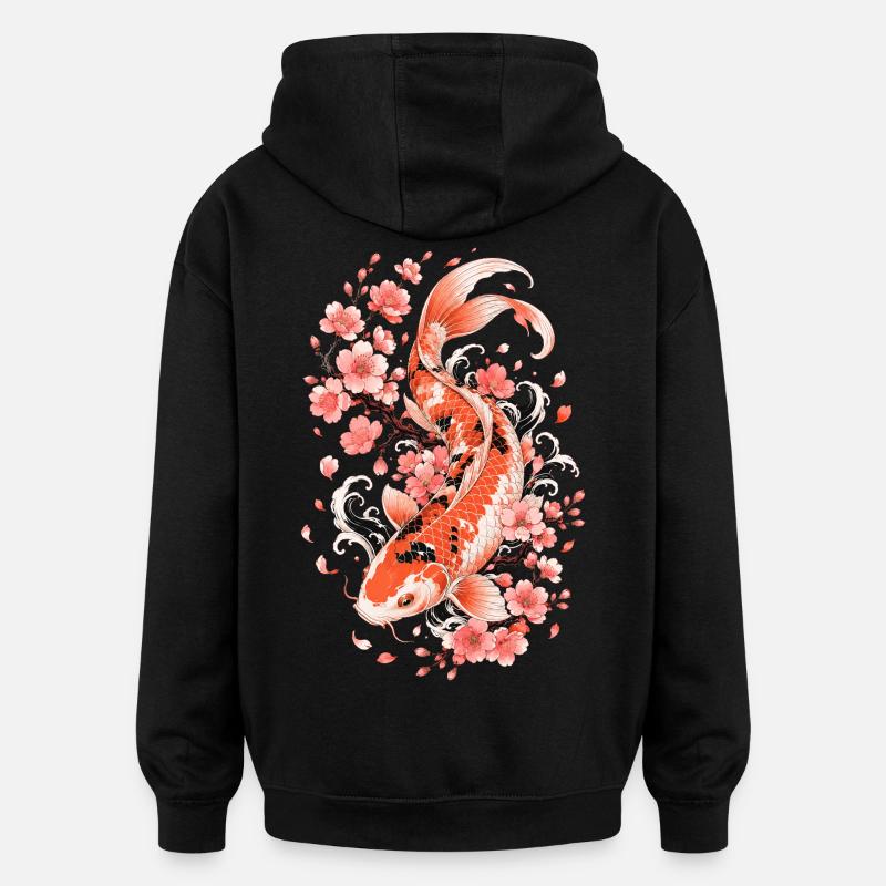 Koi Sakura Flow - Oversized Unisex Hoodie - Schwarz
