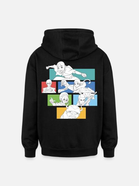 Avatar Backprint With Characters - Oversized Unisex Hoodie - black