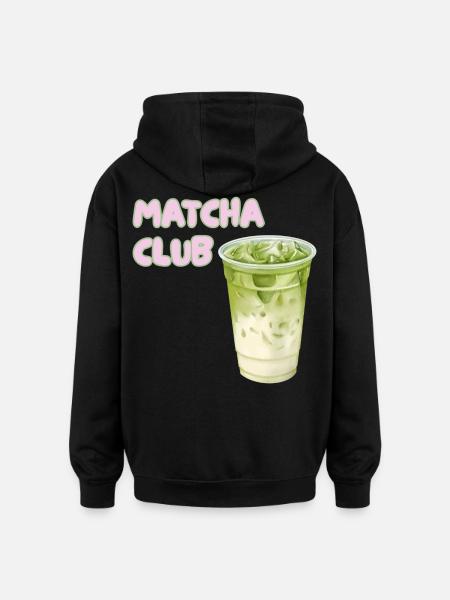 Matcha Club Latte Graphic - Oversized Unisex Hoodie - black