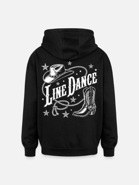 Line Dance Cowboy Flair - Oversized Unisex Hoodie - Schwarz