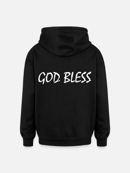 God bless - Sweat à capuche oversize unisexe - noir