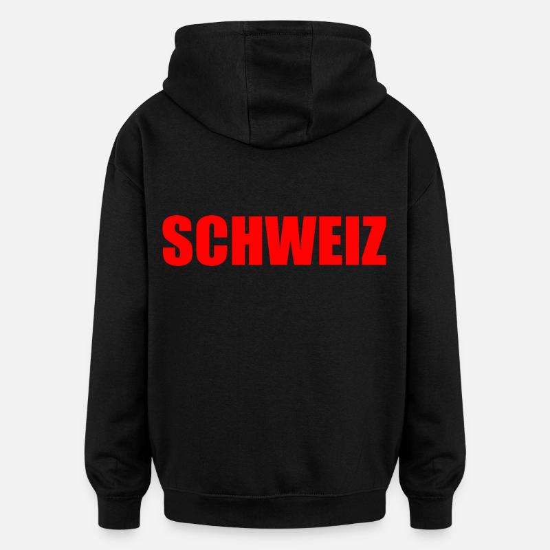 Suisse - Sweat à capuche oversize unisexe - noir