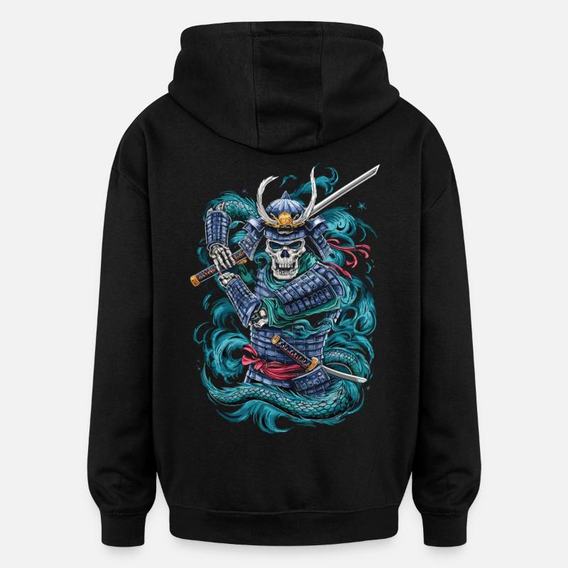 Geisterhafter Samurai-Krieger - Oversized Unisex Hoodie - Schwarz