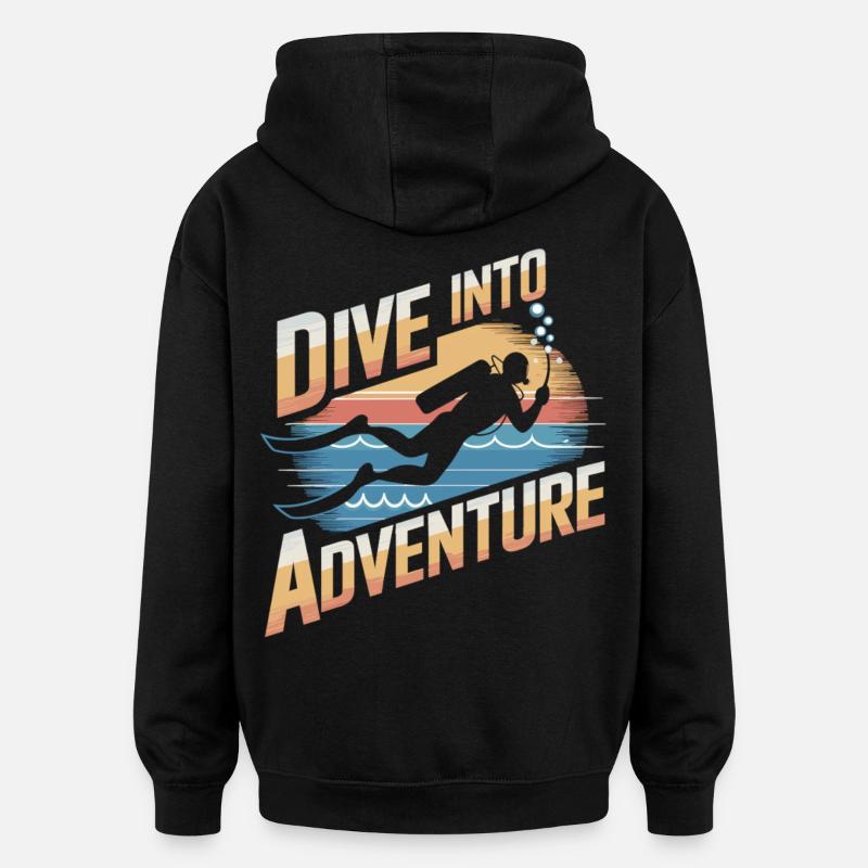 Plongez dans l’aventure - Sweat à capuche oversize unisexe - noir