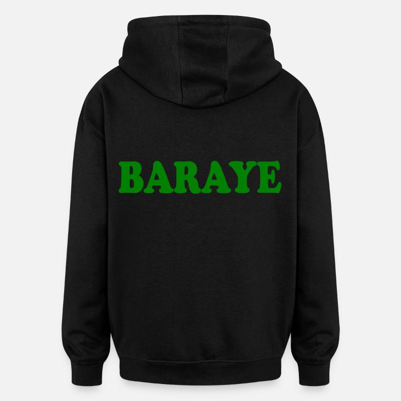 Baraye - Sweat à capuche oversize unisexe - noir