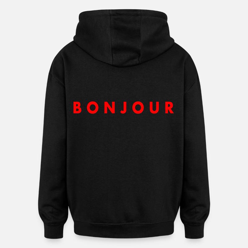 Bonjour - Sweat à capuche oversize unisexe - noir