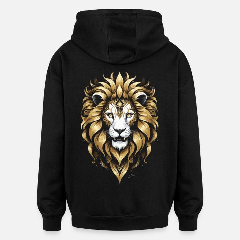 King - Lion Gold - Sweat à capuche oversize unisexe - noir