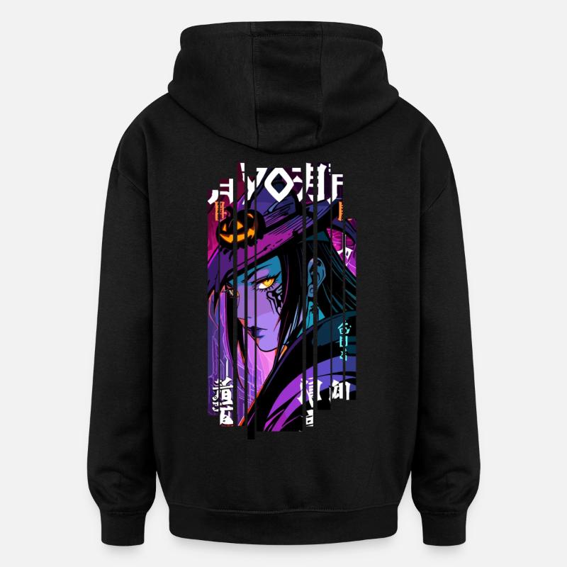 Halloween - Witch Geometric Effect Mauve - Oversized Unisex Hoodie - black
