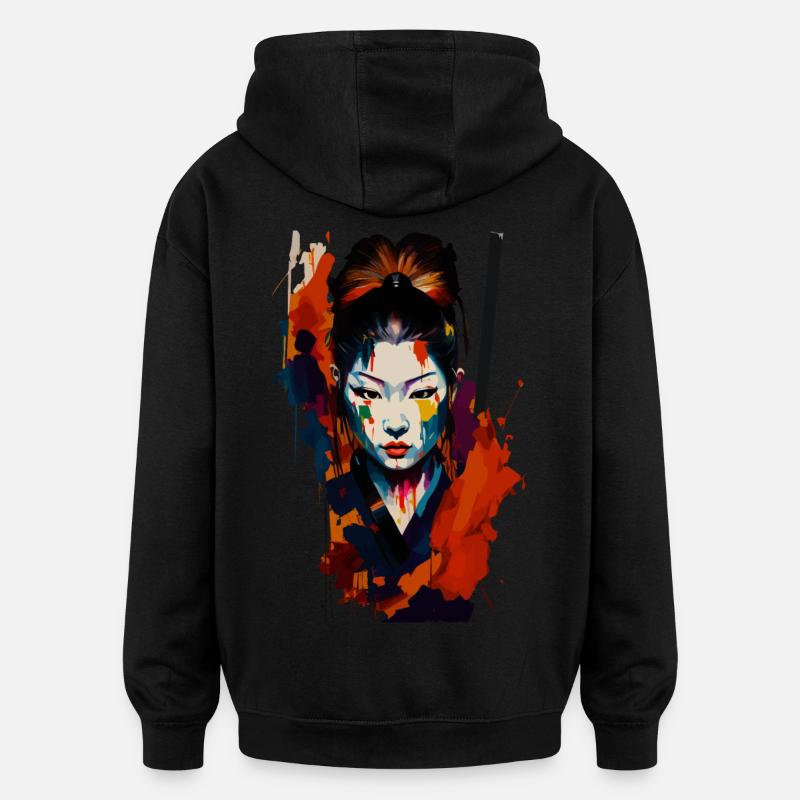 Guerrier samouraï - Splash Art - Sweat à capuche oversize unisexe - noir