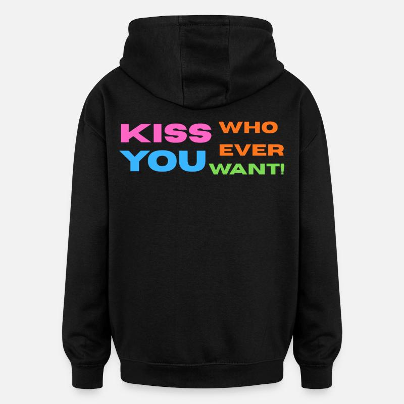 Fierté / CSD / LGBTQ+ Design « Kiss » - Sweat à capuche oversize unisexe - noir