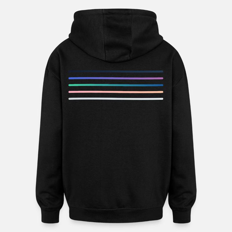 Palette de rayures vibrantes - Sweat à capuche oversize unisexe - noir