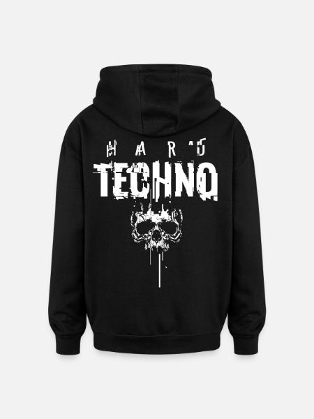 HARD TECHNO Skull Glitch - Oversized Unisex Hoodie - Schwarz