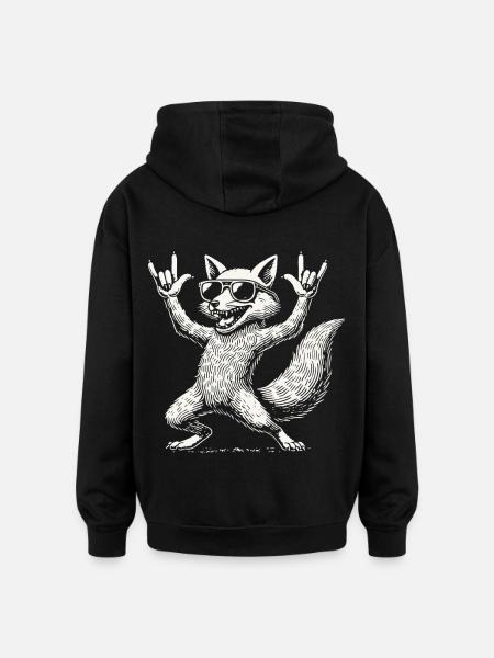 Rock Music Funny Fox Concert - Oversized Unisex Hoodie - black