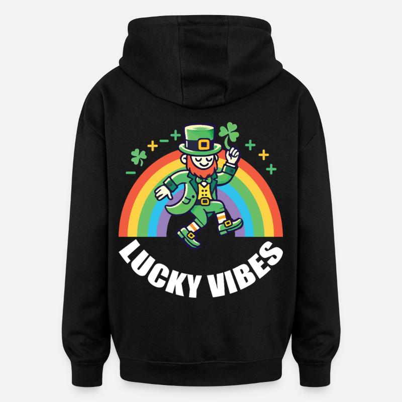 Saint-Patrick Happy Vibes Arc-en-ciel - Sweat à capuche oversize unisexe - noir