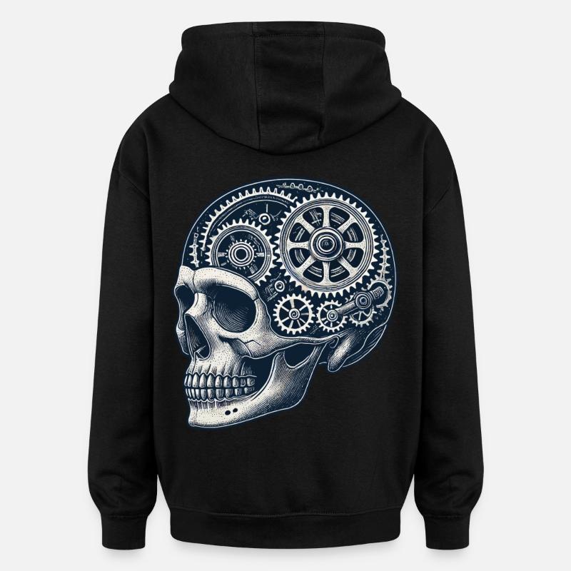 Passionné de vélo Skull Gears - Sweat à capuche oversize unisexe - noir