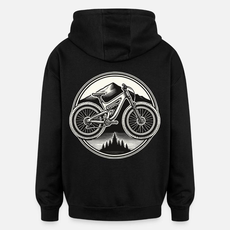 VTT Aventure Vélo Nature - Sweat à capuche oversize unisexe - noir
