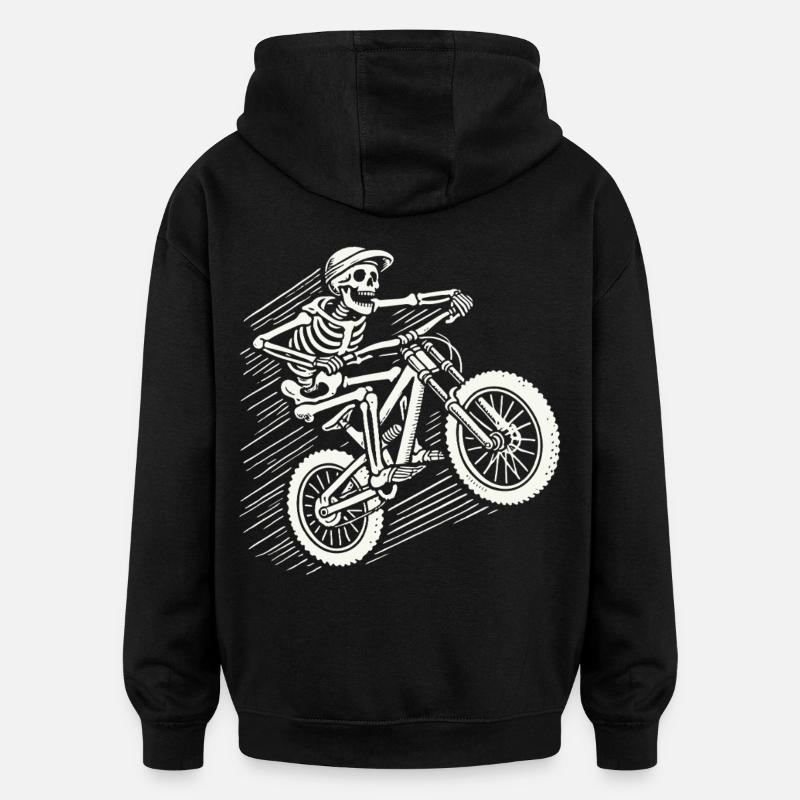 Skeleton Vélo Aventure VTT Rétro - Sweat à capuche oversize unisexe - noir