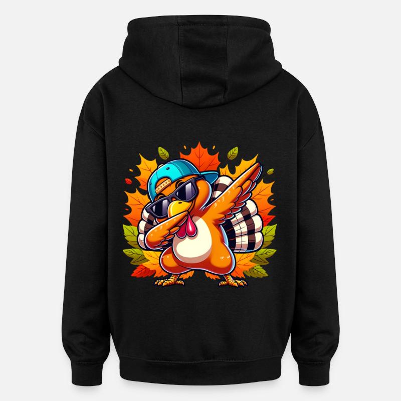 familiensegeCool Dabbin' Turkey Thanksgiving D - Sweat à capuche oversize unisexe - noir