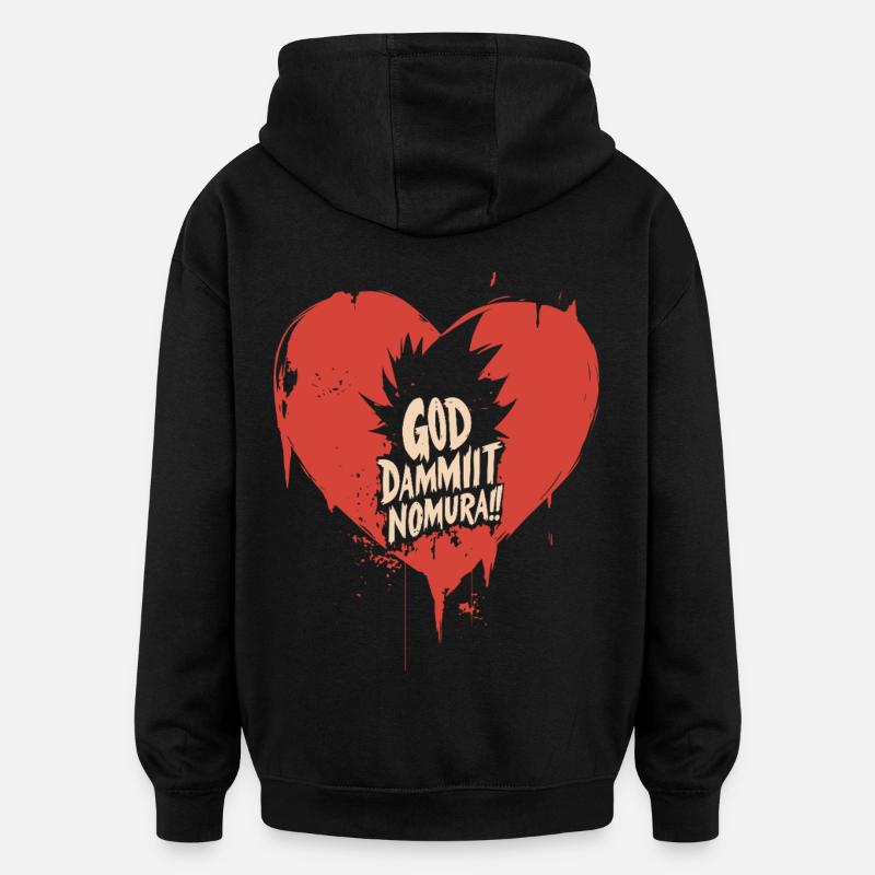 Goddammit Nomura – Conception du cœur - Sweat à capuche oversize unisexe - noir