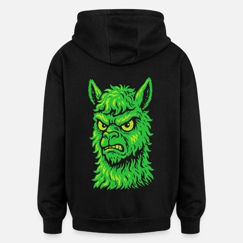 Wütendes Neon-Lama mit Killerblick - Oversized Unisex Hoodie - Schwarz