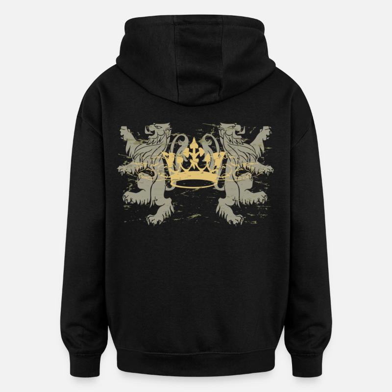 lion_crown - Sweat à capuche oversize unisexe - noir