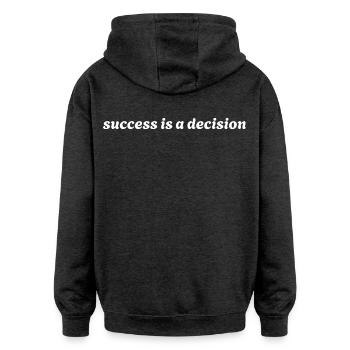 Erfolg ist eine Entscheidung - Streetwear - Oversized Unisex Hoodie - Anthrazit - Hinten - Noah (186cm)