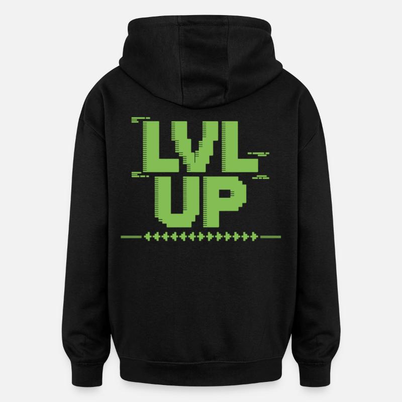 Chemise Gamer Level Up - Sweat à capuche oversize unisexe - noir