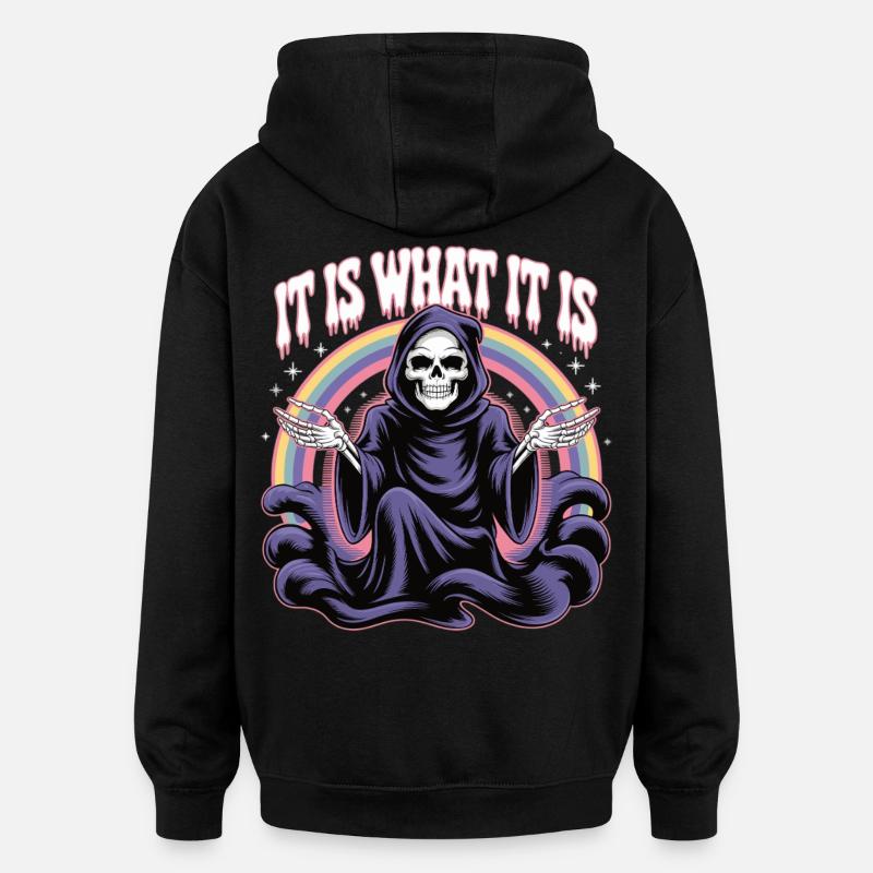 Schwarzer Humor mit Stil - Oversized Unisex Hoodie - Schwarz
