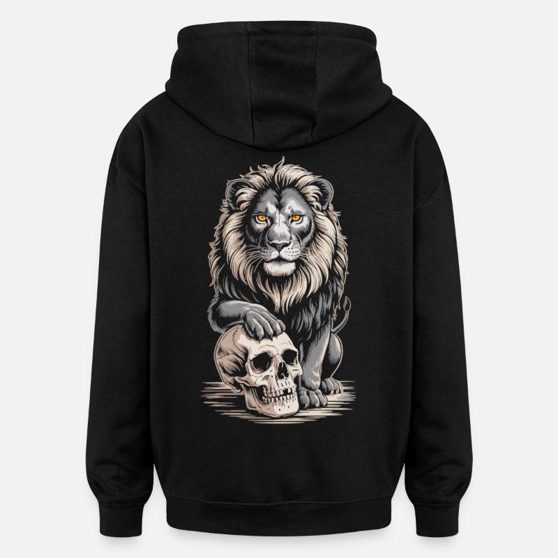 Löwe mit Totenschädel - Oversized Unisex Hoodie - Schwarz