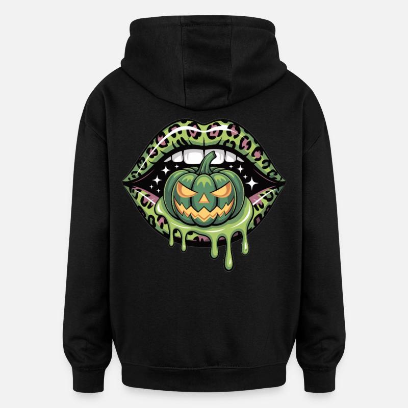 Lèvres léopard Halloween - Sweat à capuche oversize unisexe - noir