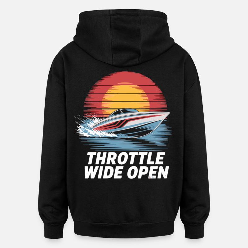 Speedboot Abenteuer Shirt - Oversized Unisex Hoodie - Schwarz