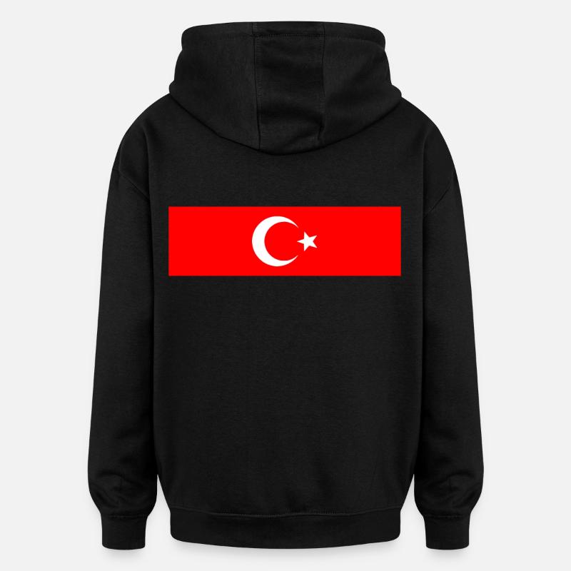 Turquie - Drapeau turc - Sweat à capuche oversize unisexe - noir
