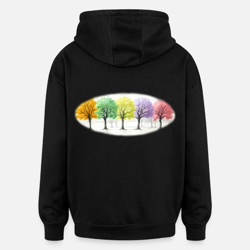 Bunt Bäume Baum Wald - Oversized Unisex Hoodie - Schwarz