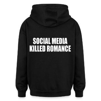 social media killed romance - Sweat à capuche oversize unisexe - noir - Dos - Noah (186cm)