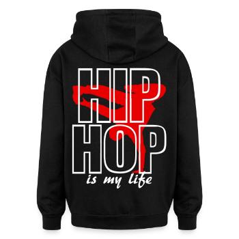 hip hop is my life - Oversized Unisex Hoodie - Schwarz - Hinten - Noah (186cm)