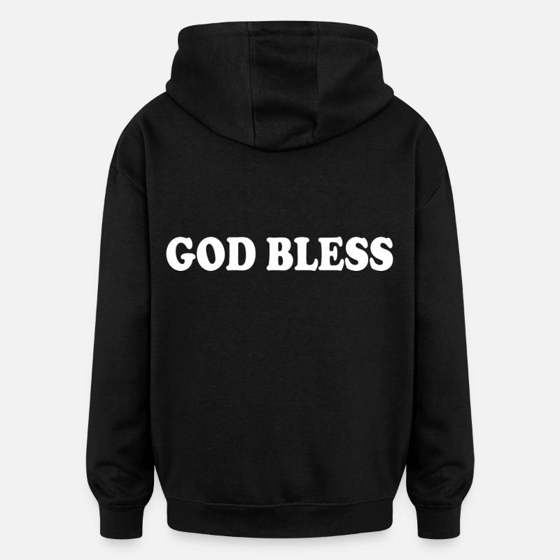 God bless - Sweat à capuche oversize unisexe - noir