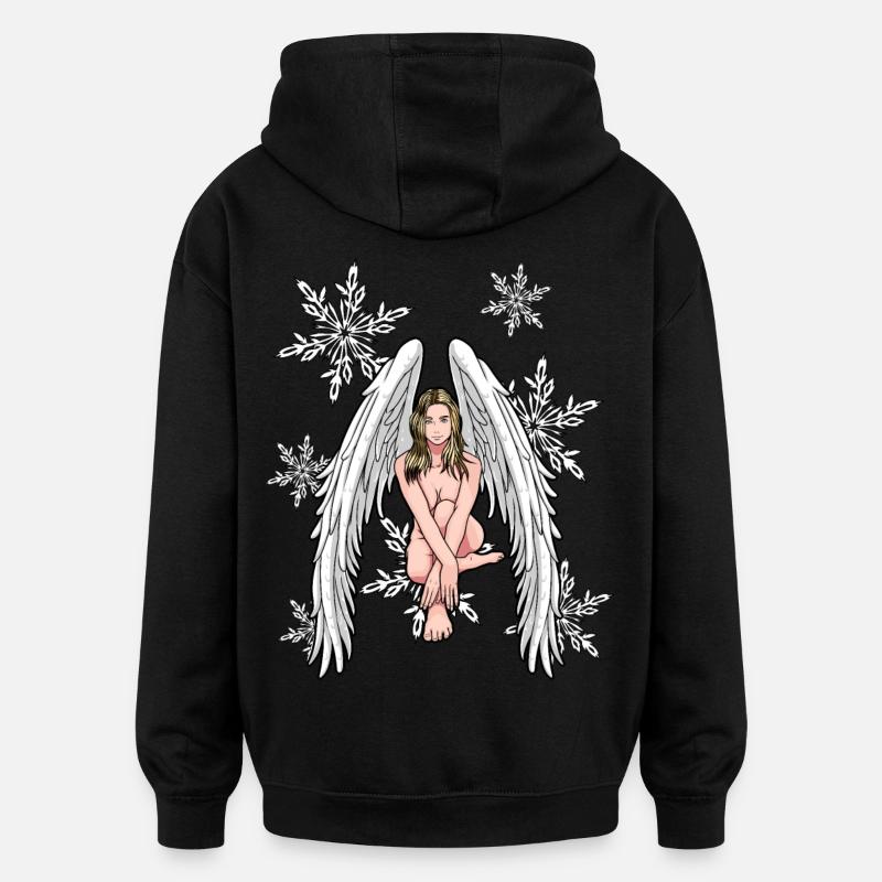 Noël ange de Noël - Sweat à capuche oversize unisexe - noir