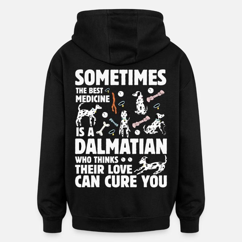 Drôle de dicton dalmate - Sweat à capuche oversize unisexe - noir