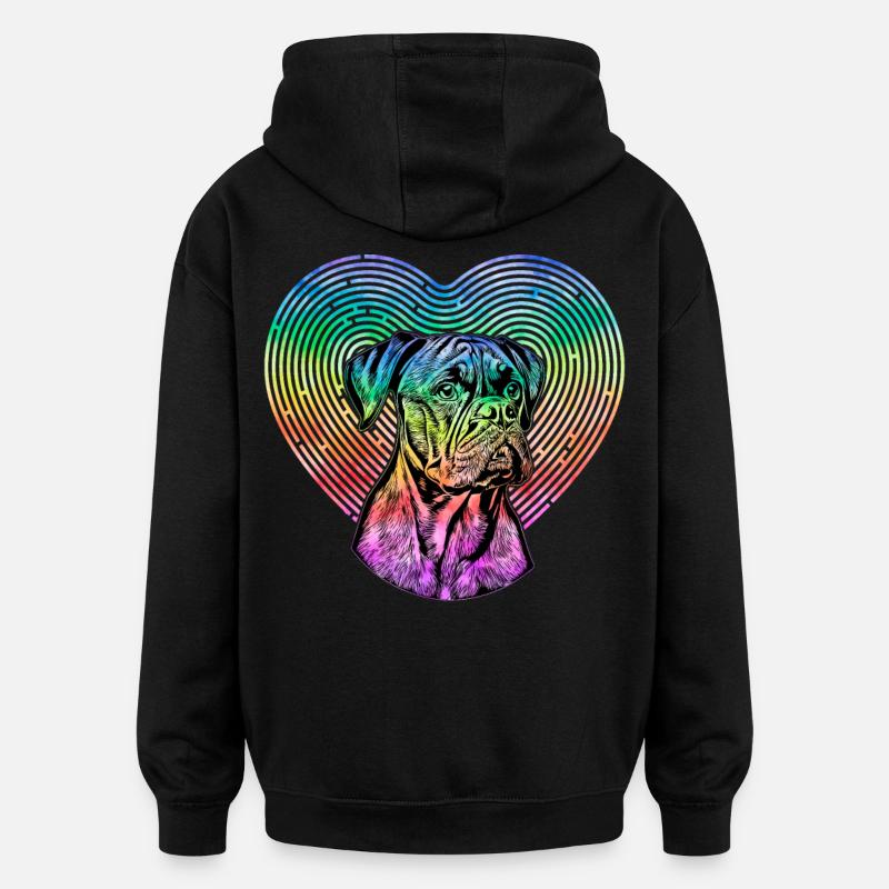 Boxer Rétro - Sweat à capuche oversize unisexe - noir