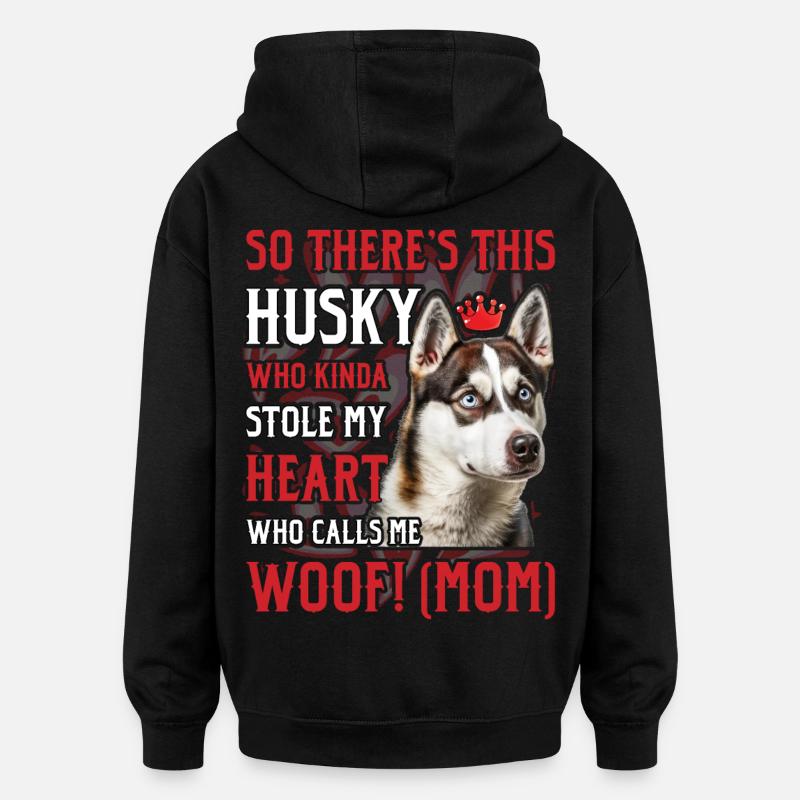 Maman Husky - Sweat à capuche oversize unisexe - noir