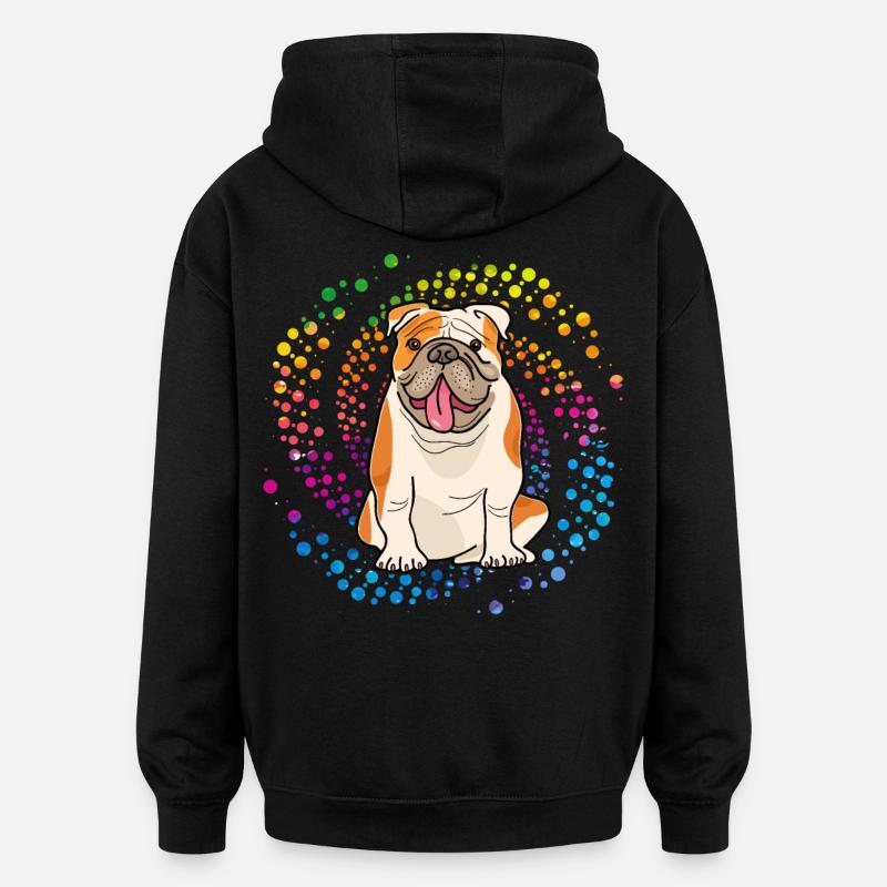 Bouledogue anglais Rétro - Sweat à capuche oversize unisexe - noir